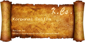 Korponai Csilla névjegykártya